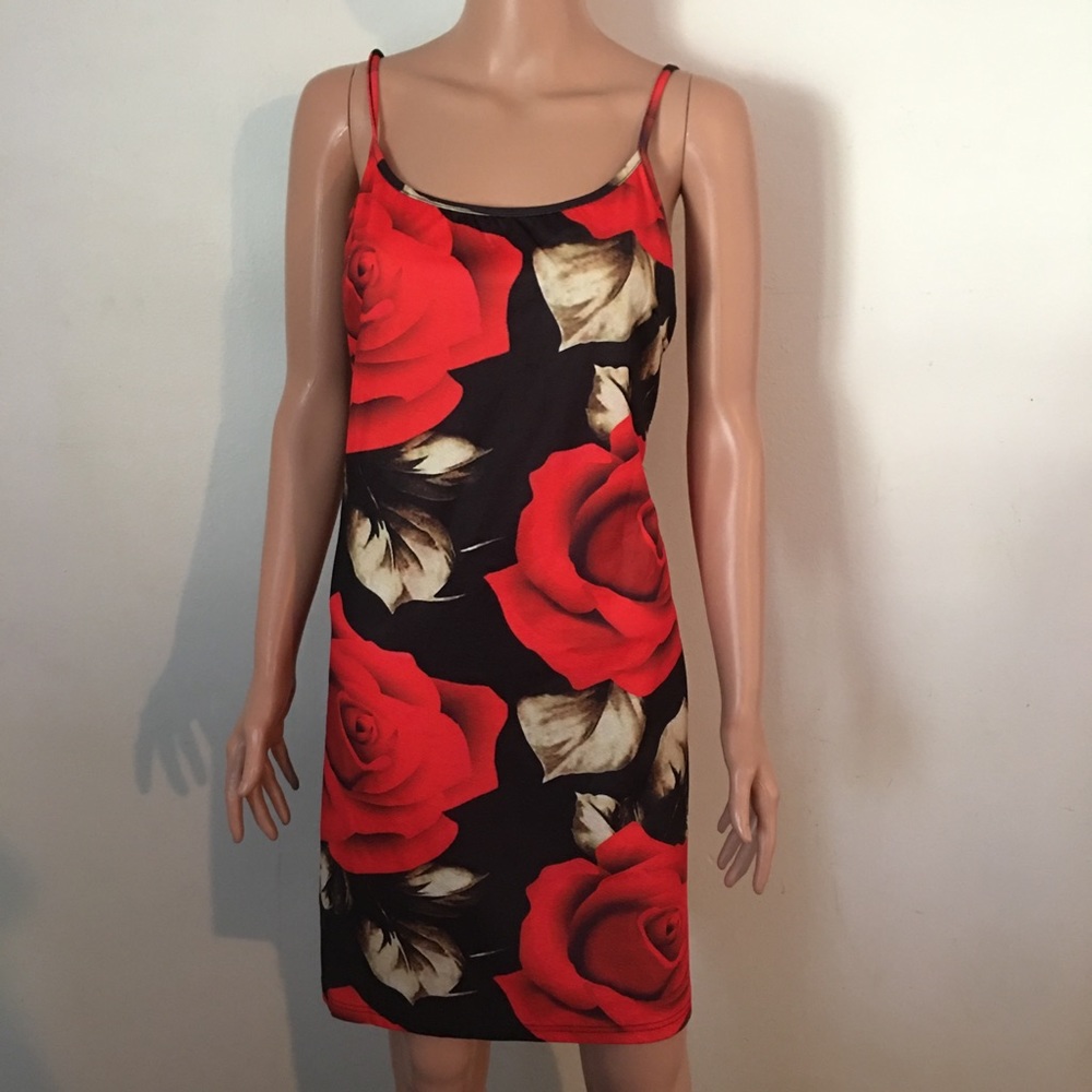Beautiful Rose Print Mini Dress